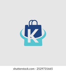 K Letter With Shopping Store Bag Combination Logo