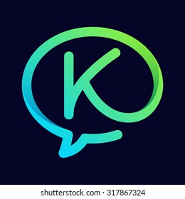 K letter with speech bubble line logo. Abstract trendy letter multicolored vector design template elements for your application or corporate identity.