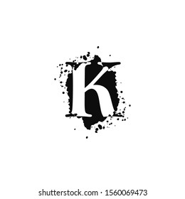 K Letter Splatter logo.  Abstract Design concept black splash  with hidden letter K logo icon for initial, company identity and more brands.