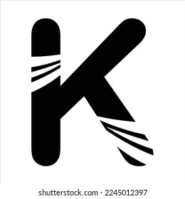 Diseño de logotipo vectorial rayado de letra K