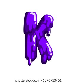K letter of sweet fruit jelly, glossy, edible liquid font vector Illustration on a white background