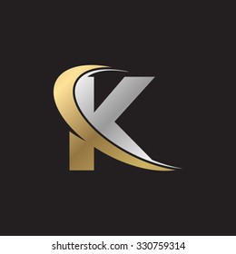 K letter swoosh golden logo