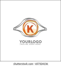 K letter with symbol of eye. logo vector. logo template.