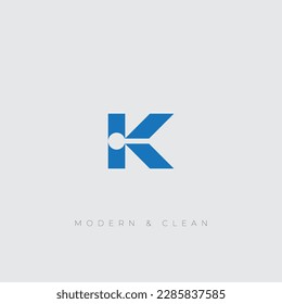 Icono de letra K y logotipo de conexión de tecnología