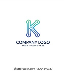 K Letter Technology Logo, K Letter Icon Design Template