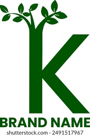 K letter tree icon logo design