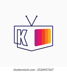 letra k tv canal de televisão logotipo ícone vetorial ilustração