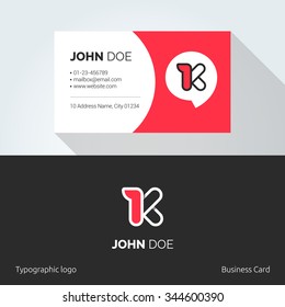 K Letter typographic alphabet linear logo. Business card template. Abstract Vector Element