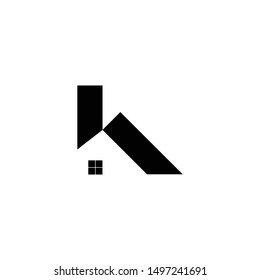 k letter vector logo with house concept