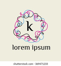 k letter vector logo template (sign, symbol, emblem, ornament)