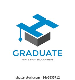K Letter vector template logo with student hat symbol. This graduate logo is creative and can be used for education, degree, study, diploma.