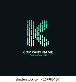 K letter vector template logo. Stripes Design Inspiration. Colorful logo for your company. Emblem. Creative Symbol. Logotype. Modern style