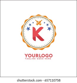 K letter vector vintage label. Template for banner, café,restaurant,  insignia, business brand design.
