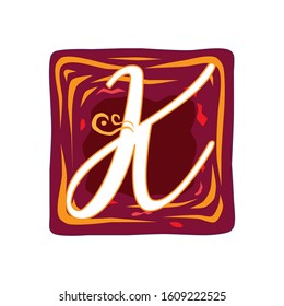 K letter vintage colors antique gothic initial logo. Typeface  vector premium design template elements for identity  package  book  diploma  etc.