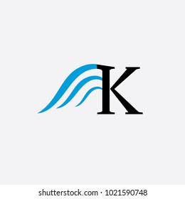 K letter wing vector logo. Wing icon. Fly emblem (sign, symbol)