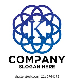 K lettering with square design vector template