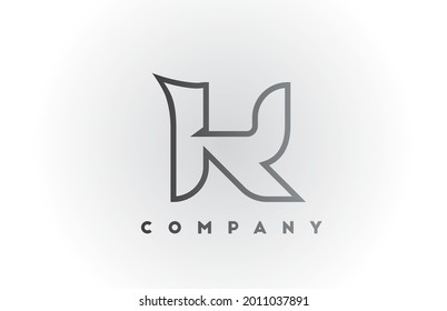 K line grey white gradient alphabet letter logo icon with white background. Business creative design for corporate and template