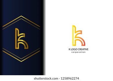 k line lowercase green yellow gold design of alphabet letter with gradient color suitable as a logo for a company or business slogan - Vector