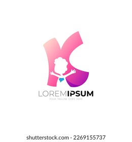 K logo and children design combination, child hero icons