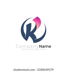 K logo with circle design combination, simple design