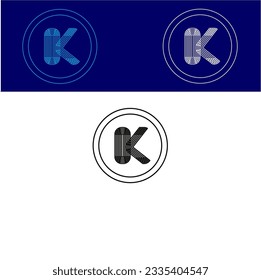 K logo circle line icon vector template