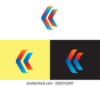K logo with a combination of blue and yellow gradient colors.