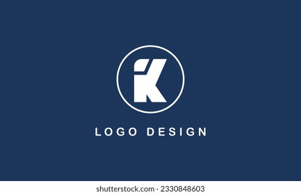 Diseño del logotipo K con plantilla de fondo azul circular. concepto de logotipo simple con color de logotipo blanco.