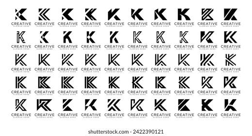  K logo design collection. Modern K letter logo vector template set.