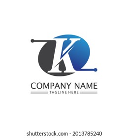 K Logo Design K-Buchstaben Schriftart Konzept Geschäftslogo Vektorgrafik und Design Erstfirma