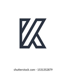 K logo design in line art concept