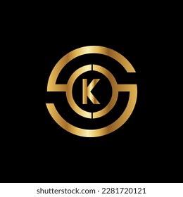 K Logo Design Template, Golden color