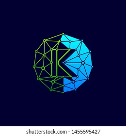 K logo design template,Circle with connected lines for brand of smart contract block symbol. technology digital logo - Vector - Vector