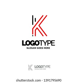 K Logo. Digital Logo template. Black and Red Logo template, Technology Brand Name Design. Creative Symbol Place for Tagline/slogan. Elegant Logo Design Template