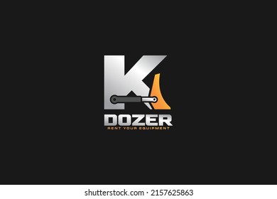K logo dozer for construction company. Heavy equipment template vector illustration for your brand.