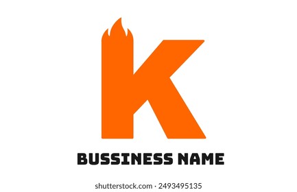 K logo flame. Logotipo moderno con forma de llama de fuego. Logotipo o negocio de iconos para comida, barbacoa o muchos más. Enciende el símbolo moderno