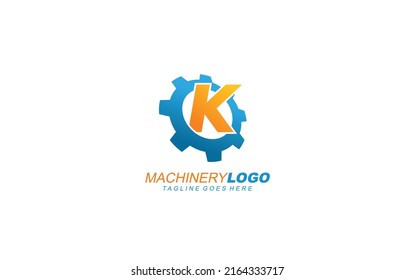 K logo gear for identity. industrial template vector illustration for your brand.