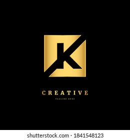 K logo. Initial letter K with gold color. Luxury slice logo design concept, fit for company and business.