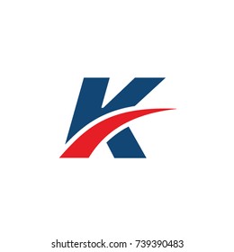 K logo, K initial overlapping swoosh letter logo blue and red