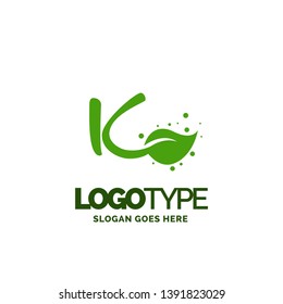 K logo with Leaf Element. Nature Leaf logo designs, Simple leaf logo symbol. Natural, eco food. Organic food badges in vector. Vector logos. Natural logos with leaves. Creative Green Natural Logo temp