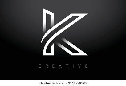 Monograma de icono de la letra con logotipo K. k Diseño de letras con monograma de línea blanca e Ilustración minimalista moderna de vectores de aspecto creativo.