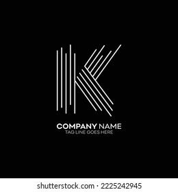 K logo, line art K letter logo design template