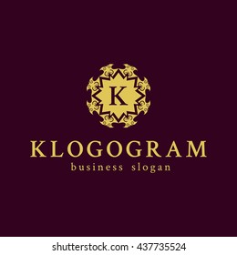 K Logo Luxury Monogram.Vintage logo,Logo Design,Boutique Logo,Ornament Logo,Monogram,Vector Decoration