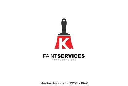 K logo paint brush for identity. construction template vector illustration for your brand.