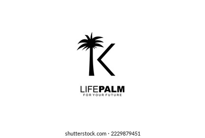 K logo PALM for identity. tree template vector illustration for your brand.