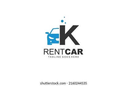 K logo rental for branding company. transportation template vector illustration for your brand.