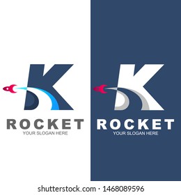 K logo, Rocket advance technology launching vector logo design, logo letter k and rocket, astronaut