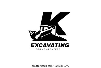 K logo SKID STEER for construction company. Heavy equipment template vector illustration for your brand.