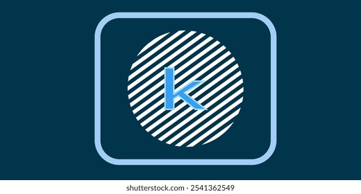 logotipo k com círculo listrado no fundo escuro da marinha