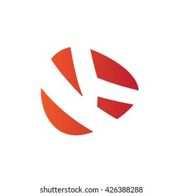 K Logo.. Vector Graphic Business Branding Letter Element Illustration. Orange Negative Space Design. White Background