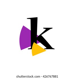 K Logo.. Vector Graphic Business Branding Letter Element Illustration with Colorful Triangles. White Background